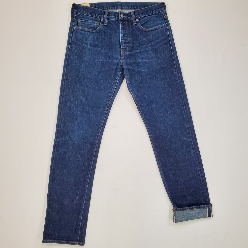 J Crew Selvedge Jeans 484 Mens 30x30 Slim Fit Tapered Blue Stretch Denim
